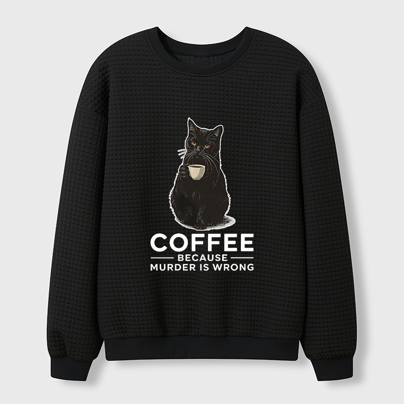 Tokyo-Tiger Can't Commit Murder So I'll Drink Coffee Waffle Sweatshirt