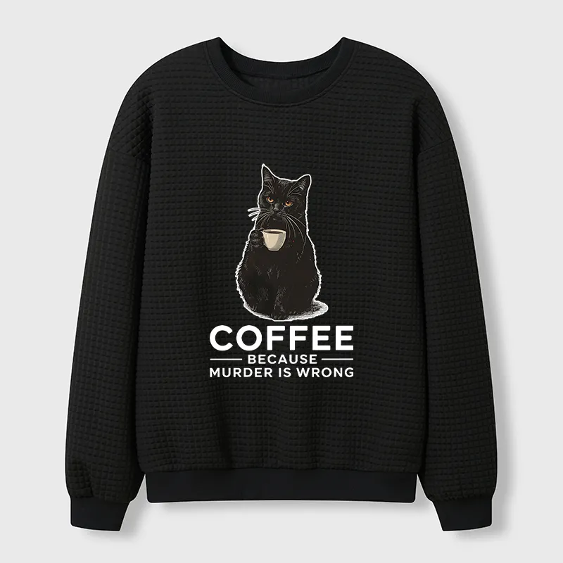 Tokyo-Tiger Can't Commit Murder So I'll Drink Coffee Waffle Sweatshirt