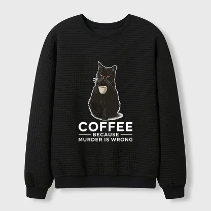 Tokyo-Tiger Can't Commit Murder So I'll Drink Coffee Waffle Sweatshirt
