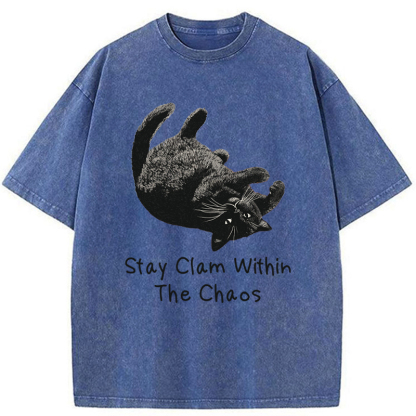 Tokyo-Tiger Stay Clam Within The Chaos Washed T-Shirt