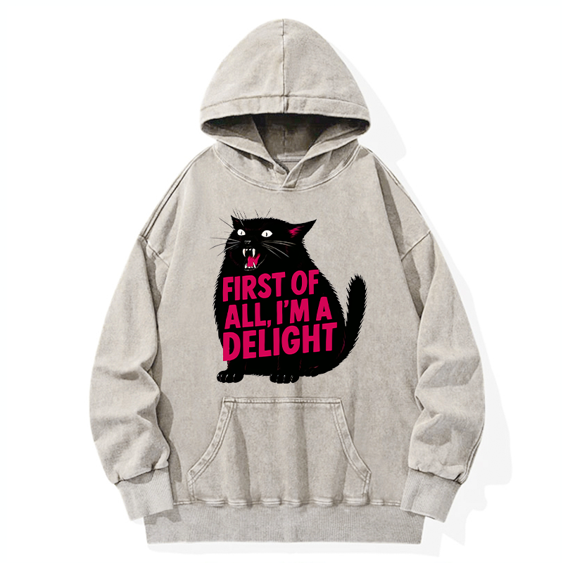 Tokyo-Tiger Roaring Black Cat Washed Hoodie