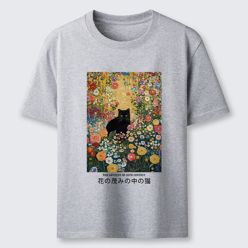 Tokyo-Tiger Black Cat In The Flower Bushes Classic T-Shirt