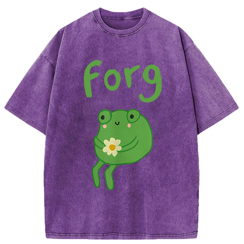 Tokyo-Tiger Cute Forg Funny Washed T-Shirt