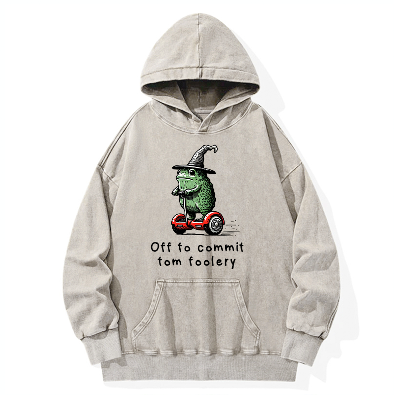 Tokyo-Tiger Frog Riding A Balance Scooter Washed Hoodie