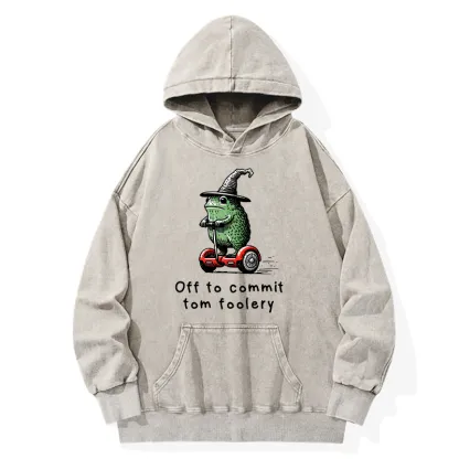 Tokyo-Tiger Frog Riding A Balance Scooter Washed Hoodie