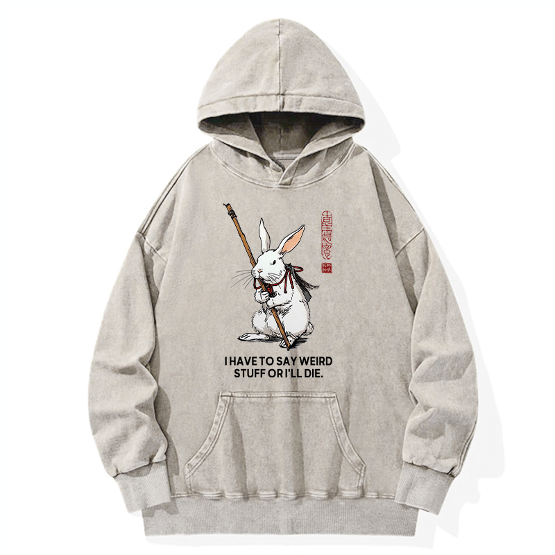 Tokyo-Tiger Rabbit Gotta Say Weird Stuff Or Die Washed Hoodie