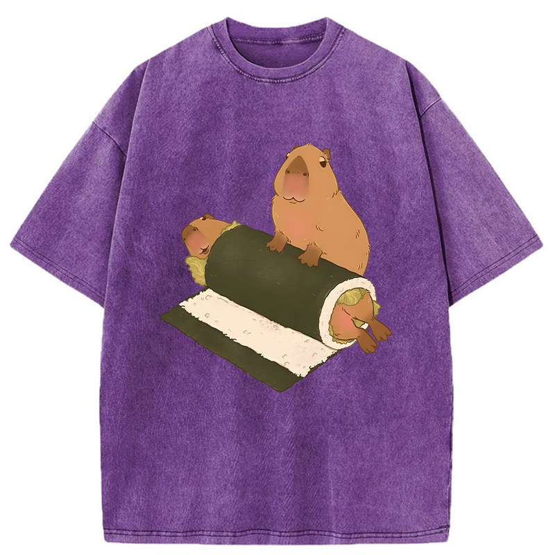 Tokyo-Tiger Capybara Sushi Washed T-Shirt