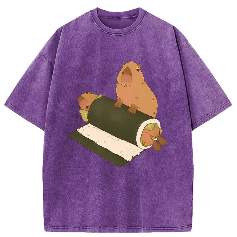 Tokyo-Tiger Capybara Sushi Washed T-Shirt