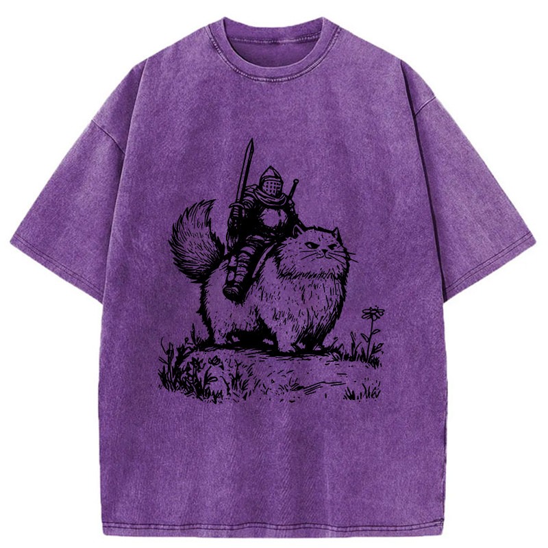 Tokyo-Tiger Knight Rides A Fat Cat Washed T-Shirt