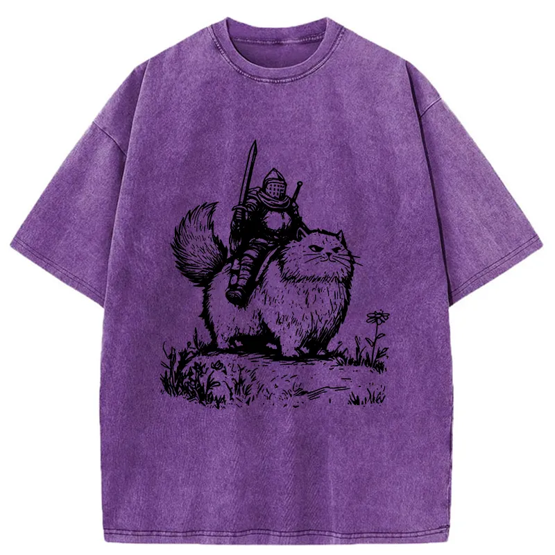 Tokyo-Tiger Knight Rides A Fat Cat Washed T-Shirt