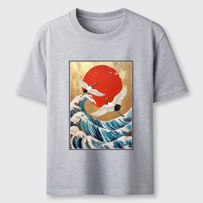 Tokyo-Tiger Cranes And Waves Ukiyo-e Classic T-Shirt