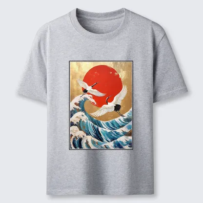 Tokyo-Tiger Cranes And Waves Ukiyo-e Classic T-Shirt
