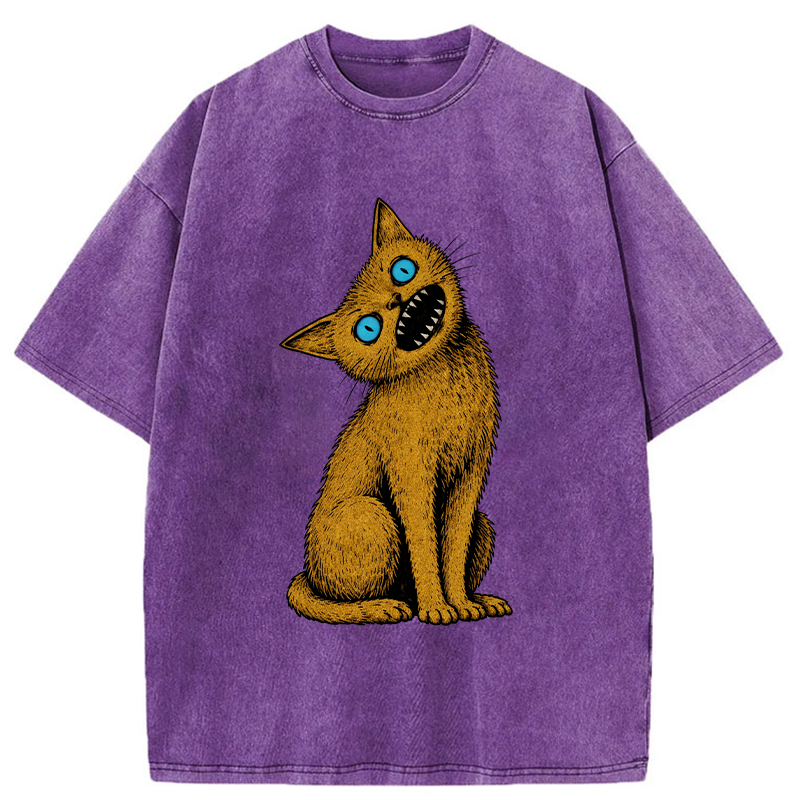 Tokyo-Tiger Horror Cat Japanese Washed T-Shirt