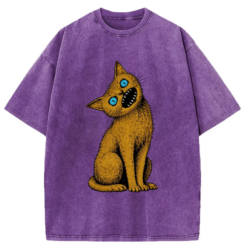Tokyo-Tiger Horror Cat Japanese Washed T-Shirt