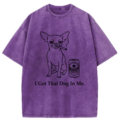 Tokyo-Tiger Chihuahua Smokes And Drinks Alcohol Washed T-Shirt