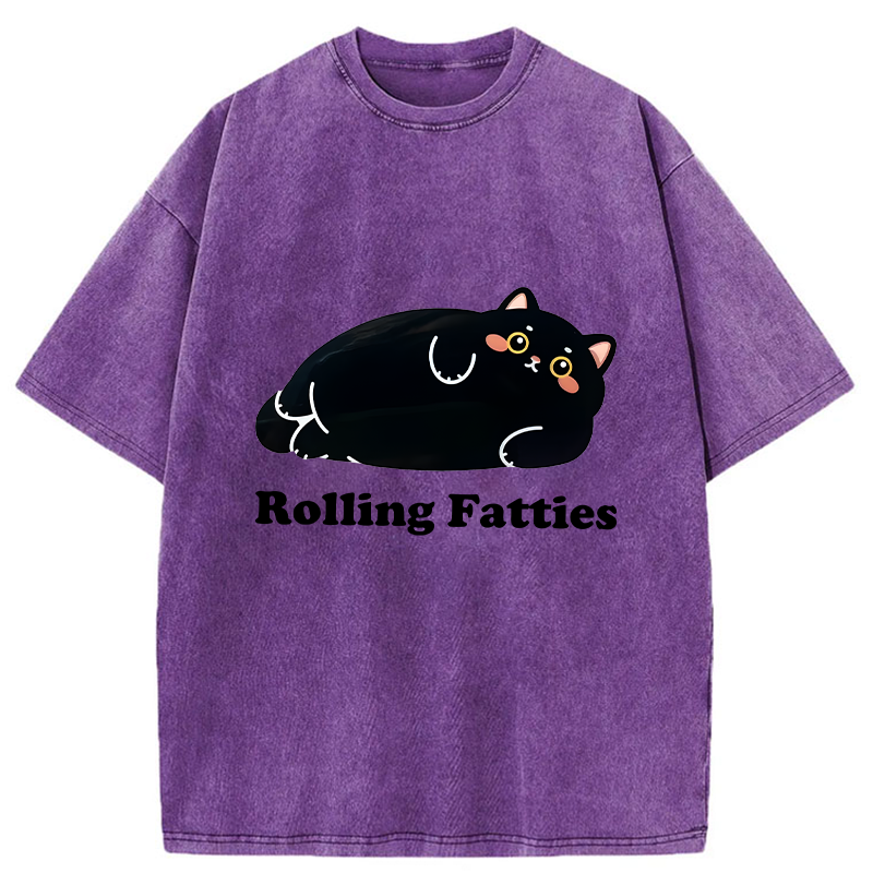 Tokyo-Tiger Rolling Fatties Cat Washed T-Shirt