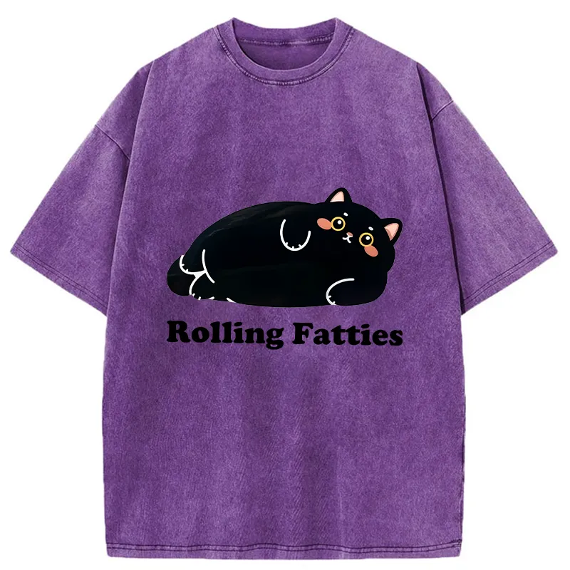 Tokyo-Tiger Rolling Fatties Cat Washed T-Shirt