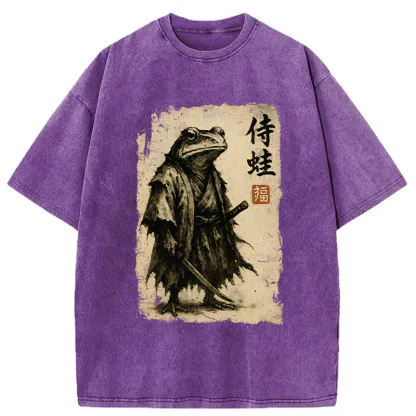 Tokyo-Tiger Retro Frog Samurai Washed T-Shirt