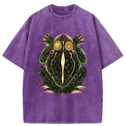 Tokyo-Tiger Retro Weird Frog Washed T-Shirt