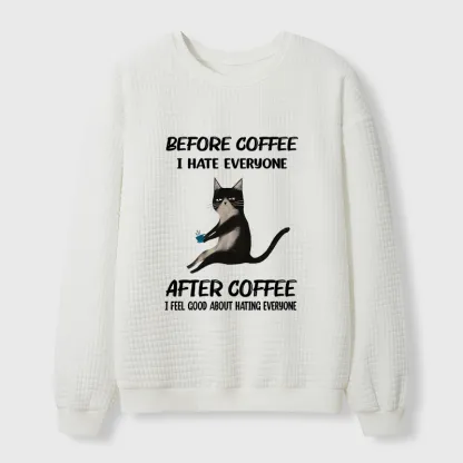 Tokyo-Tiger Hate Everyone After Drinking Coffee Waffle Sweatshirt