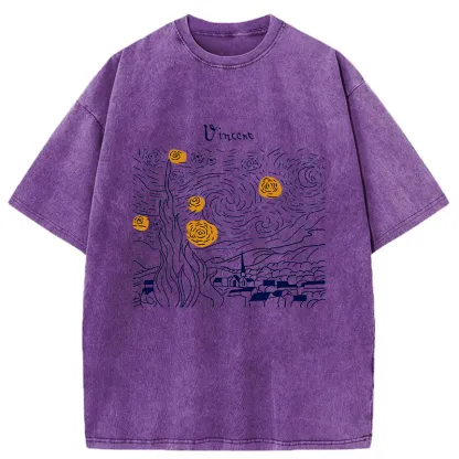 Tokyo-Tiger Minimalist Starry Sky Washed T-Shirt