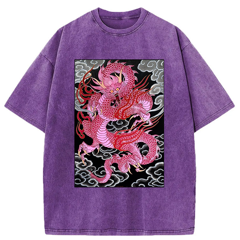 Tokyo-Tiger Pink Dragon Washed T-Shirt