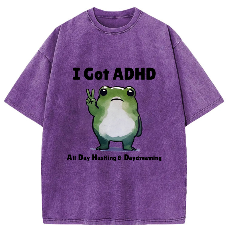Tokyo-Tiger Frog With ADHD Funny Washed T-Shirt