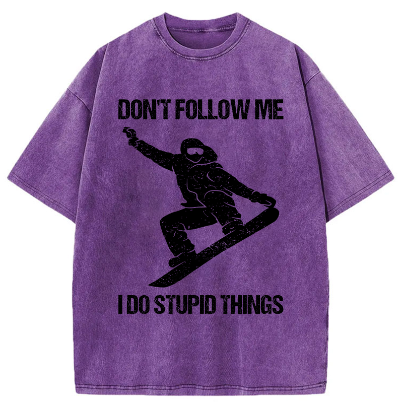 Tokyo-Tiger Winter Extreme Sports Skiing Washed T-Shirt