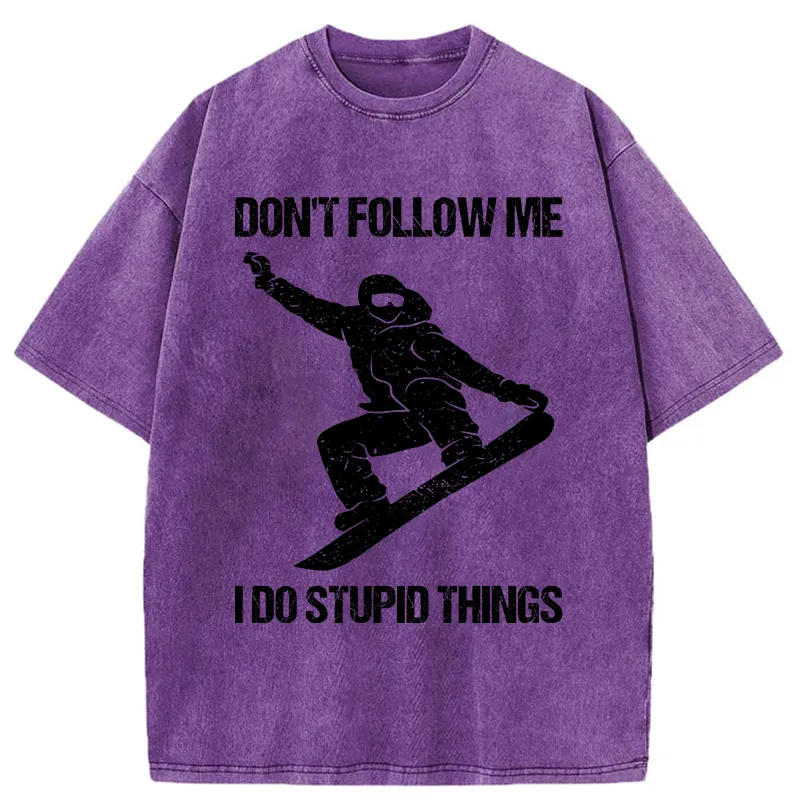 Tokyo-Tiger Winter Extreme Sports Skiing Washed T-Shirt