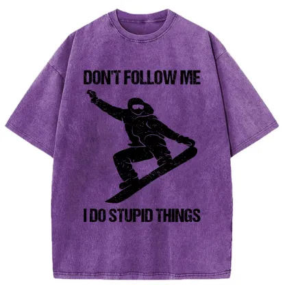 Tokyo-Tiger Winter Extreme Sports Skiing Washed T-Shirt