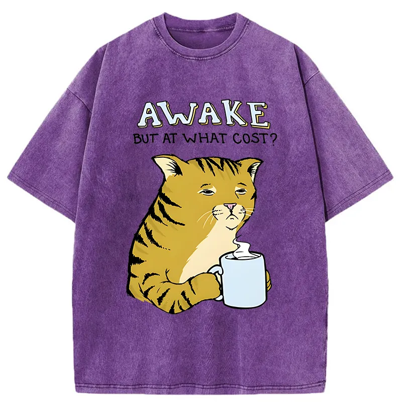 Tokyo-Tiger Tired Orange Cat Washed T-Shirt