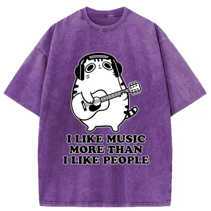 Tokyo-Tiger Music Cat Washed T-Shirt