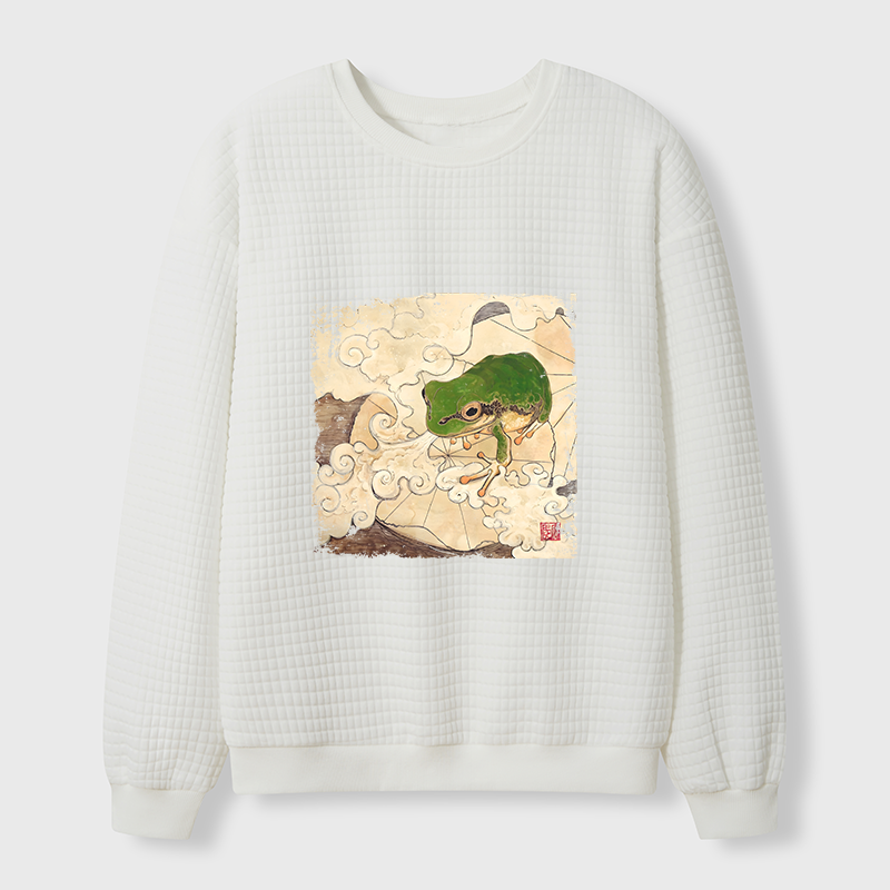 Tokyo-Tiger Vintage Frog Painting Waffle Sweatshirt