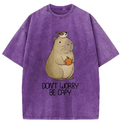 Tokyo-Tiger With Capybaras Around Everything Is Fine. Washed T-Shirt