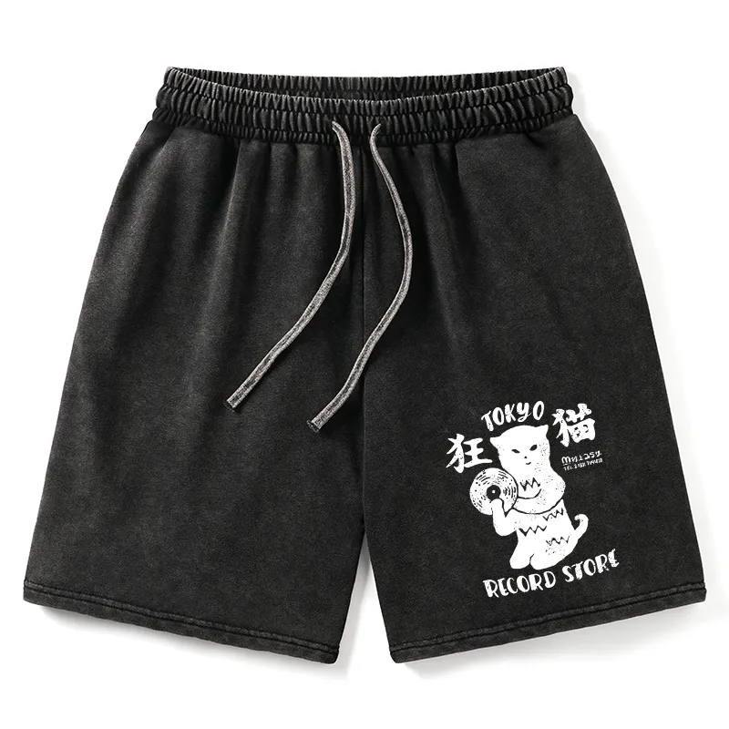 Tokyo-Tiger Tokyo Record Store Cat CD Washed Shorts