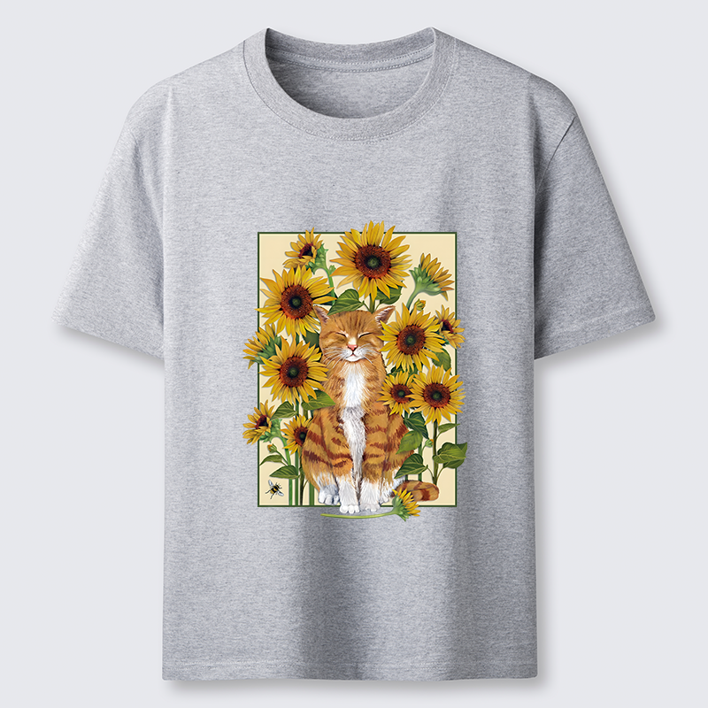 Tokyo-Tiger Sunflower And Orange Cat Classic T-Shirt