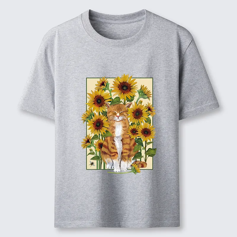 Tokyo-Tiger Sunflower And Orange Cat Classic T-Shirt