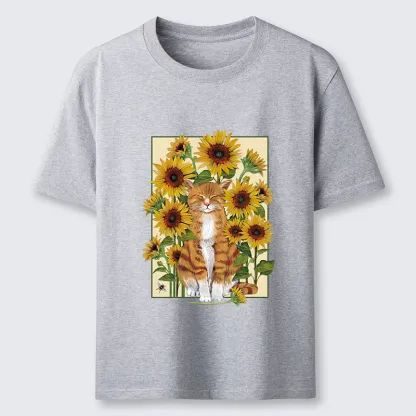 Tokyo-Tiger Sunflower And Orange Cat Classic T-Shirt