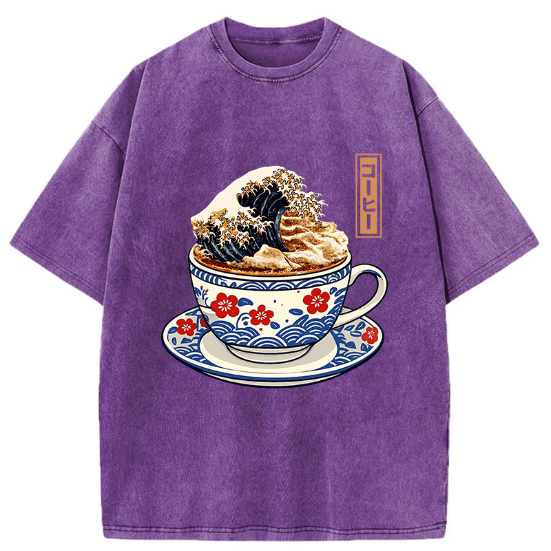 Tokyo-Tiger Coffee Wave Foam Washed T-Shirt