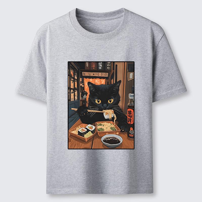 Tokyo-Tiger Black Cat Eating At Sushi Restaurant Classic T-Shirt