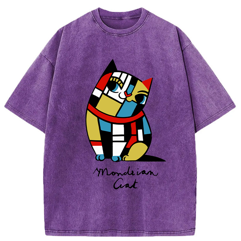 Tokyo-Tiger Cat of Mondrian Washed T-Shirt