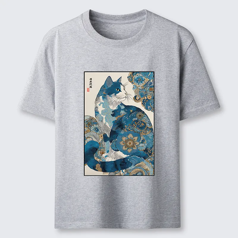 Tokyo-Tiger Japanese Ukiyo-e Flowers Cat Classic T-Shirt