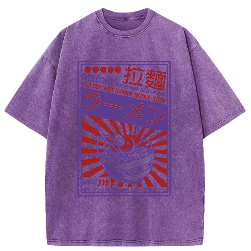 Tokyo-Tiger Vintage Ramen Poster Washed T-Shirt