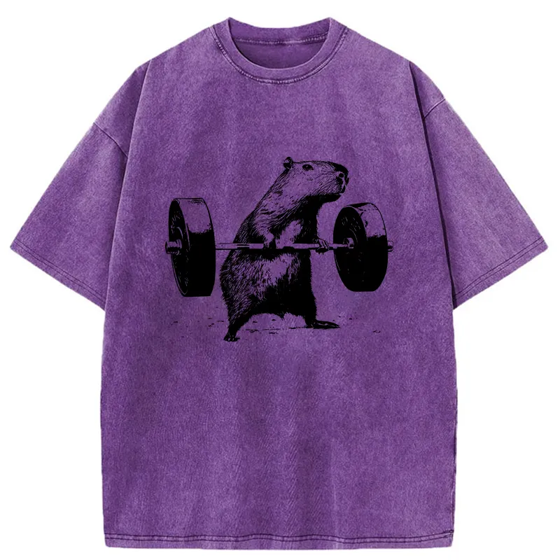 Tokyo-Tiger Capybara Fitness Washed T-Shirt