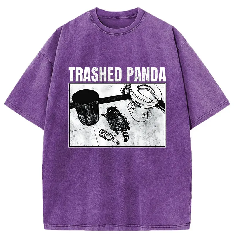 Tokyo-Tiger Trashed Panda Funny Washed T-Shirt