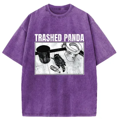Tokyo-Tiger Trashed Panda Funny Washed T-Shirt