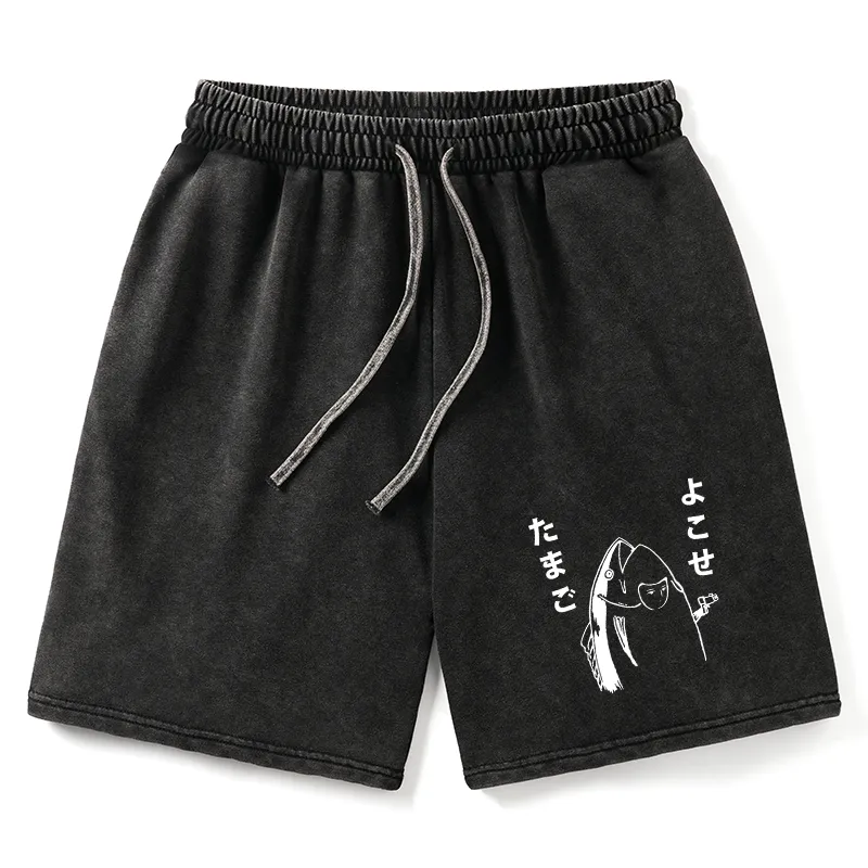 Tokyo-Tiger Give Me Egg Japanese Fish Washed Shorts