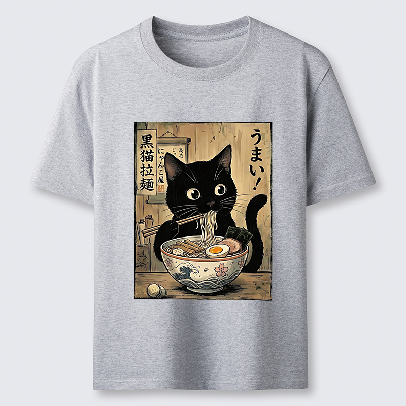 Tokyo-Tiger Black Cat Eats Delicious Japanese Ramen Classic T-Shirt