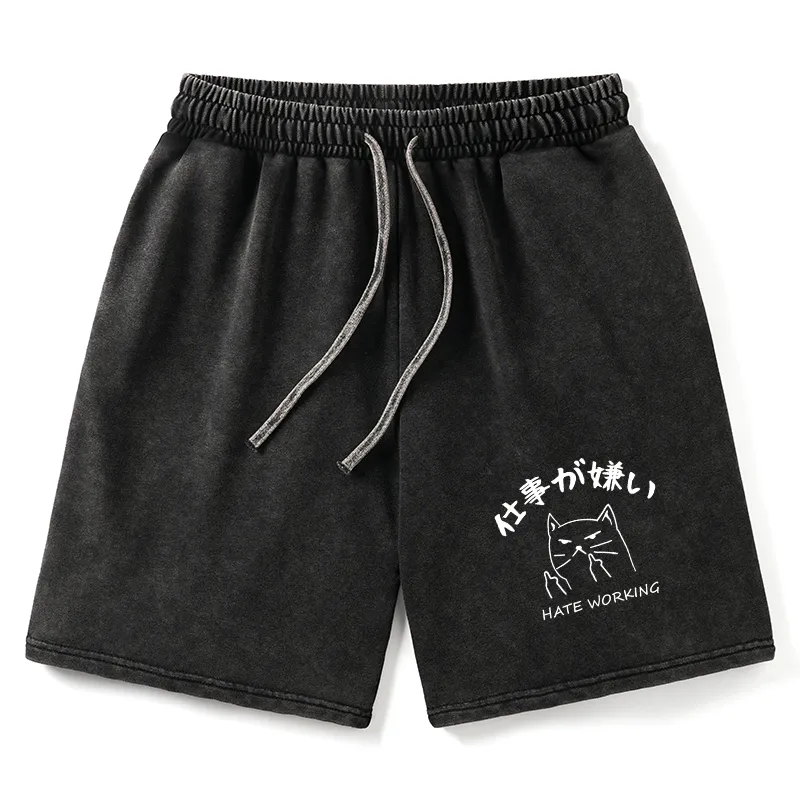 Tokyo-Tiger A Cat That Hates Work Washed Shorts