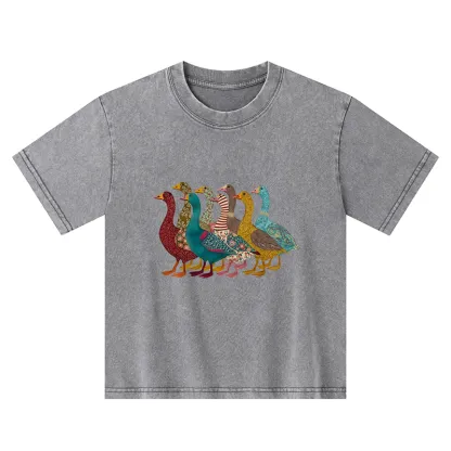 Tokyo-Tiger All Kinds Of Ducks Kids Washed T-Shirt